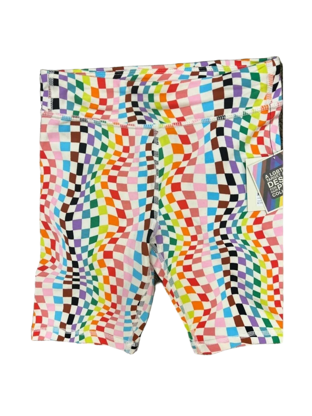 Rainbow colored checkered Pride Target Kid Biker Shorts NWT